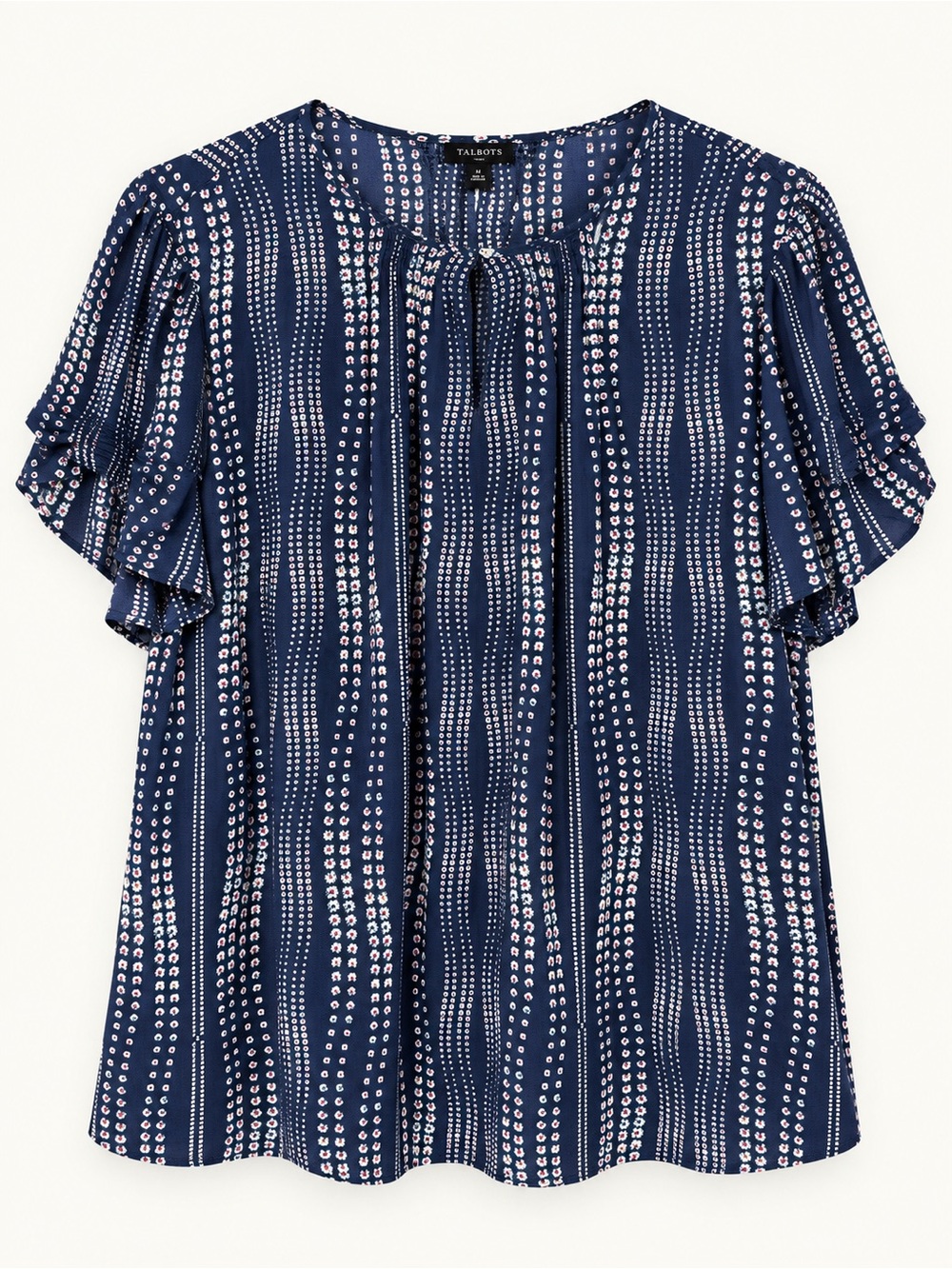 Talbots Navy Dot-Stripe Blouse